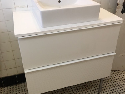 Ikea cabinet and sink installed