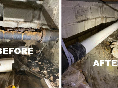 Before And After Drain Pipe Replaced