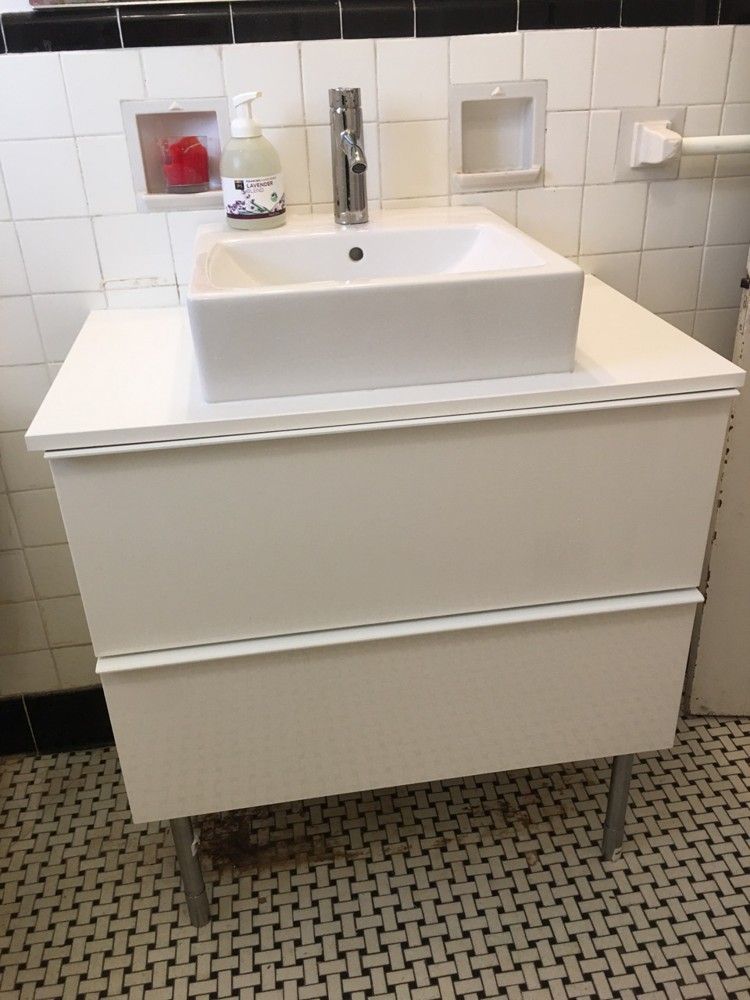 Ikea cabinet and sink installed