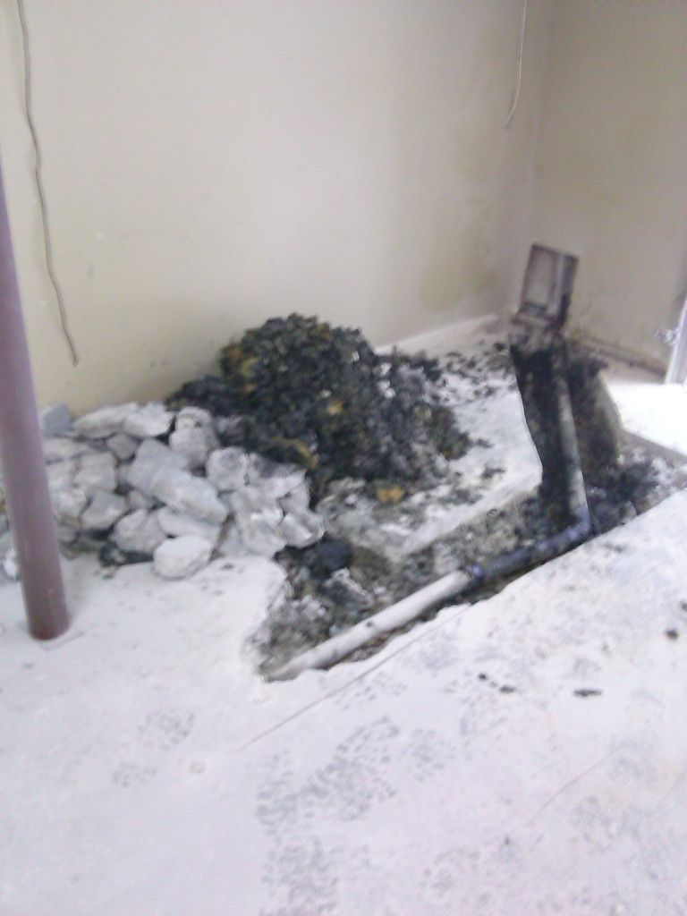 The trench in the garage floor