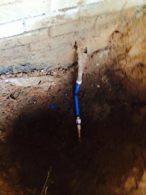 The repaired line with a new blue section