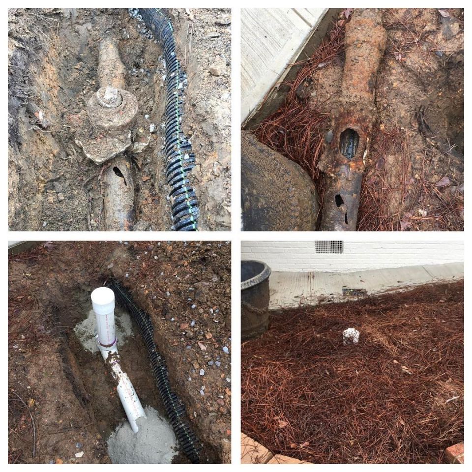 Broken sewer line repaired